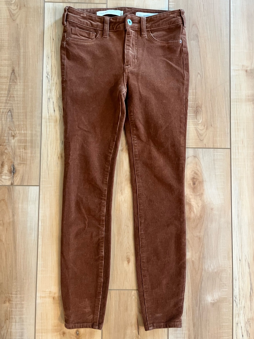 Pilcro and the Letterpress Slim Straight Jeans in Rich Chestnut Brown